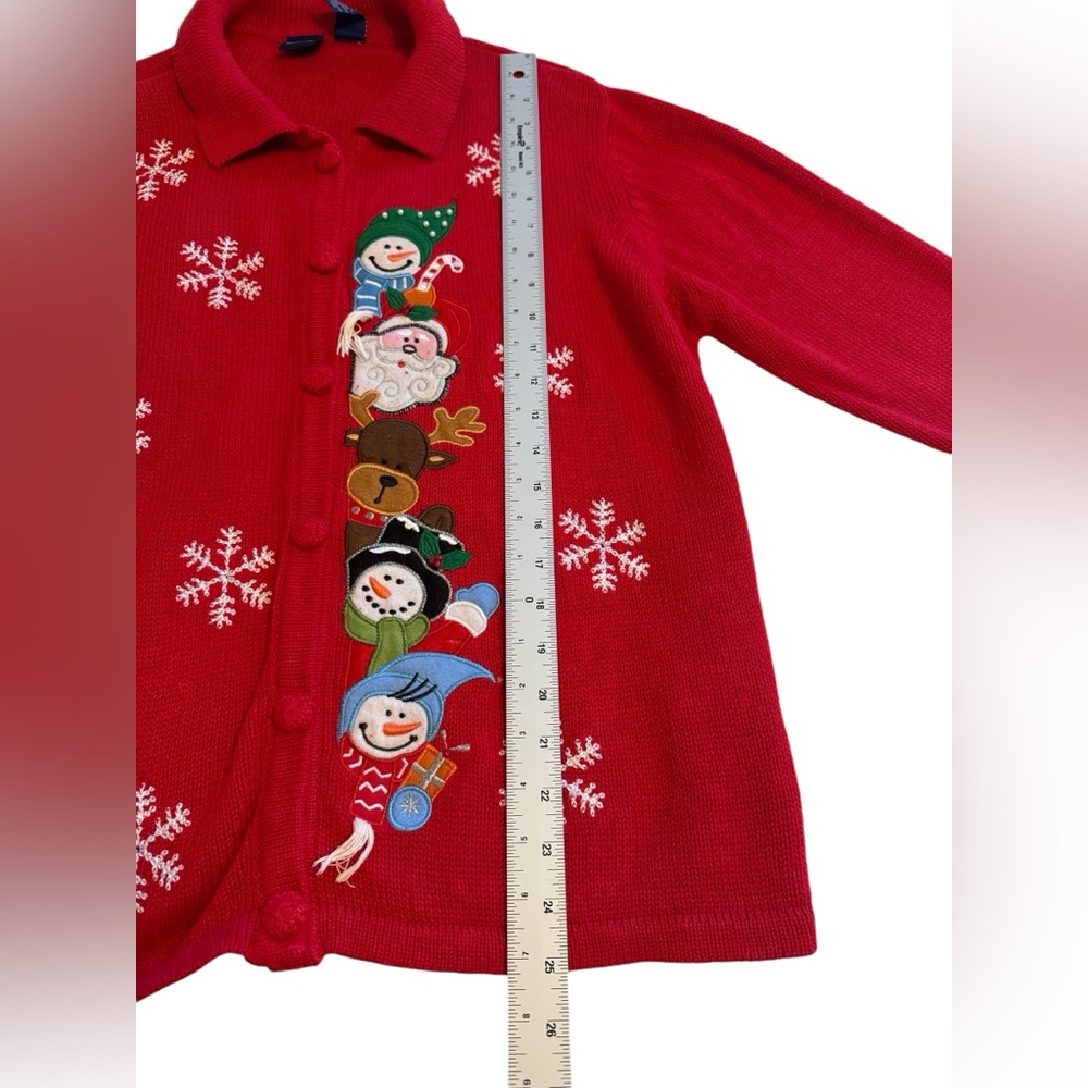 Basic Editions Red Holiday Cardigan - Picture 3 of 10